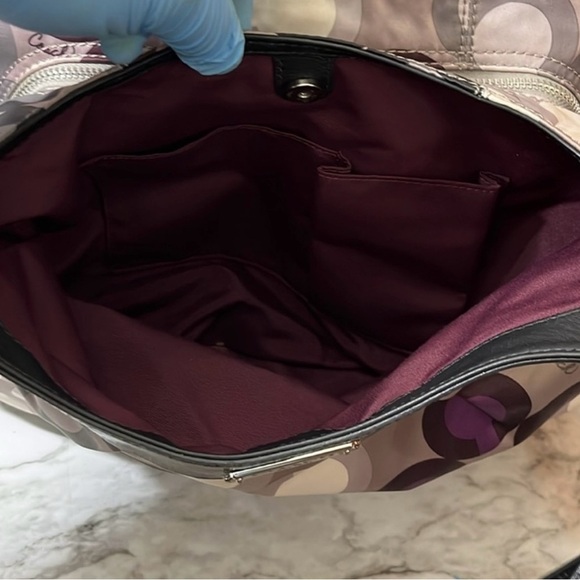 RARE Coach Sateen Signature Hobo Bag - Black and Purple - Picture 10 of 15